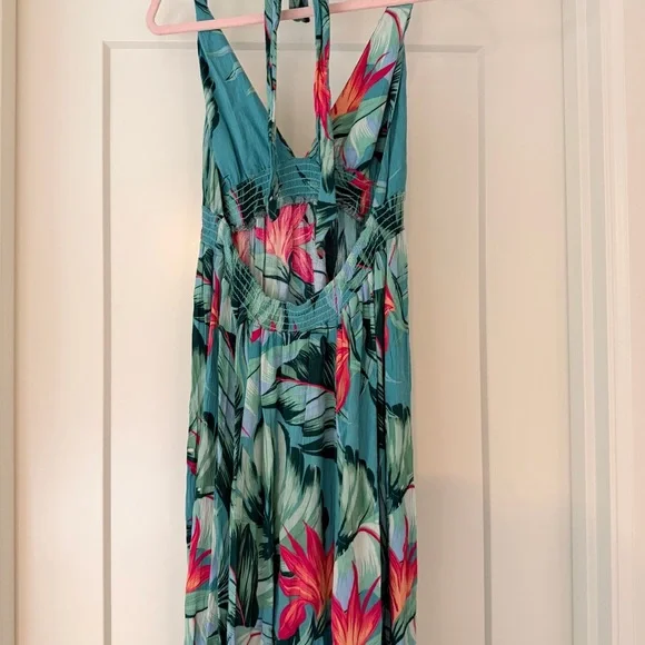 Show Me Your MuMu Turquoise Tropical Halter Maxi Dress size M - Picture 4 of 8